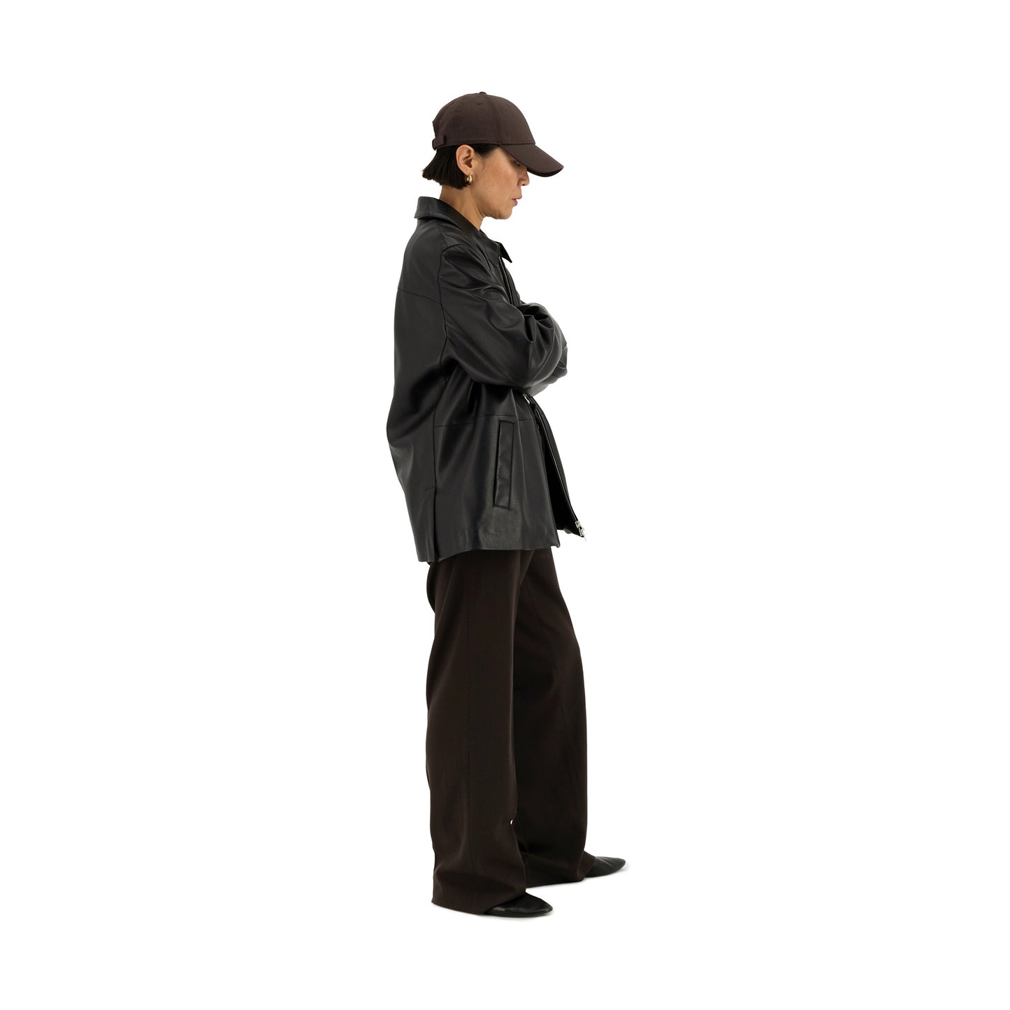 Owen Calf Leather Coaching Jacket Black