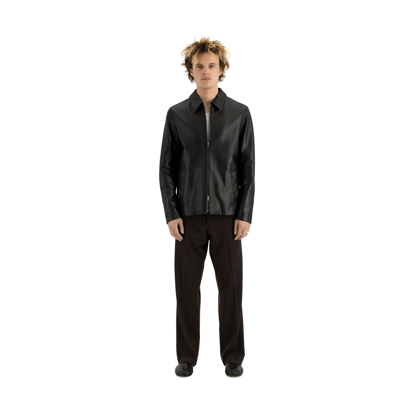 Owen Calf Leather Coaching Jacket Black