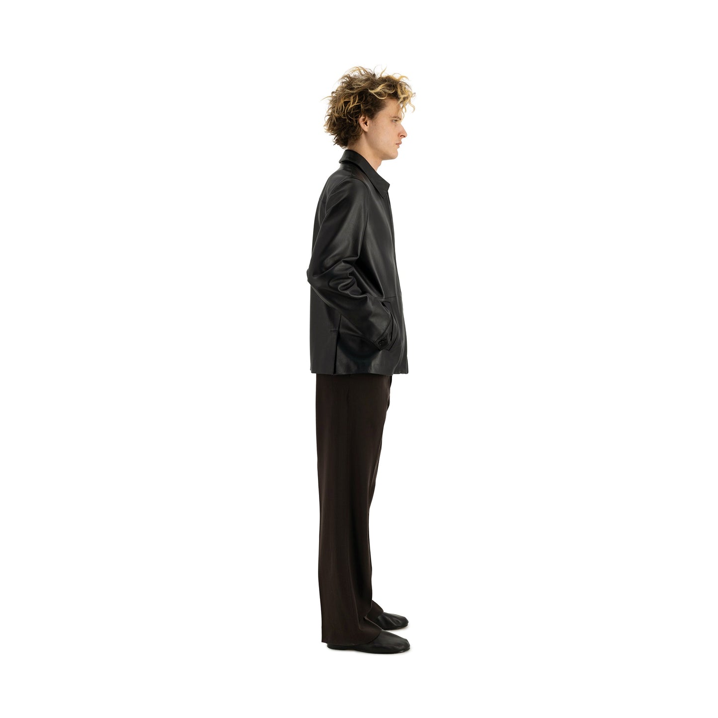 Owen Calf Leather Coaching Jacket Black