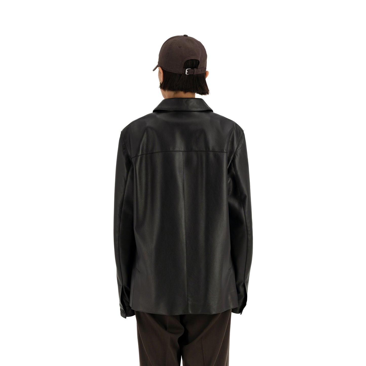 Owen Calf Leather Coaching Jacket Black