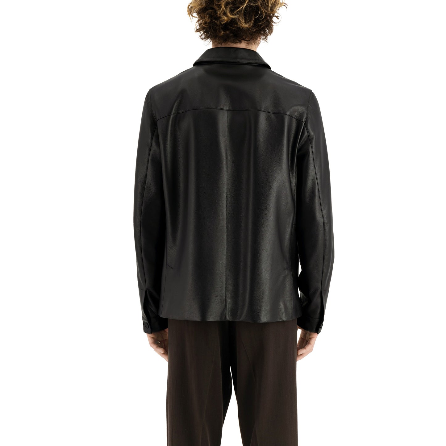 Owen Calf Leather Coaching Jacket Black