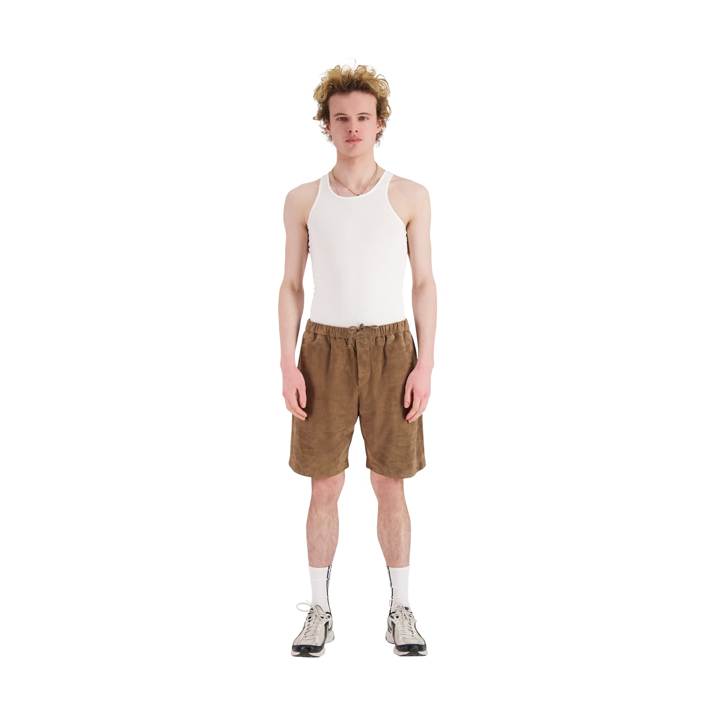 Ed Unlined Lamb Suede Drawstring Shorts Mink