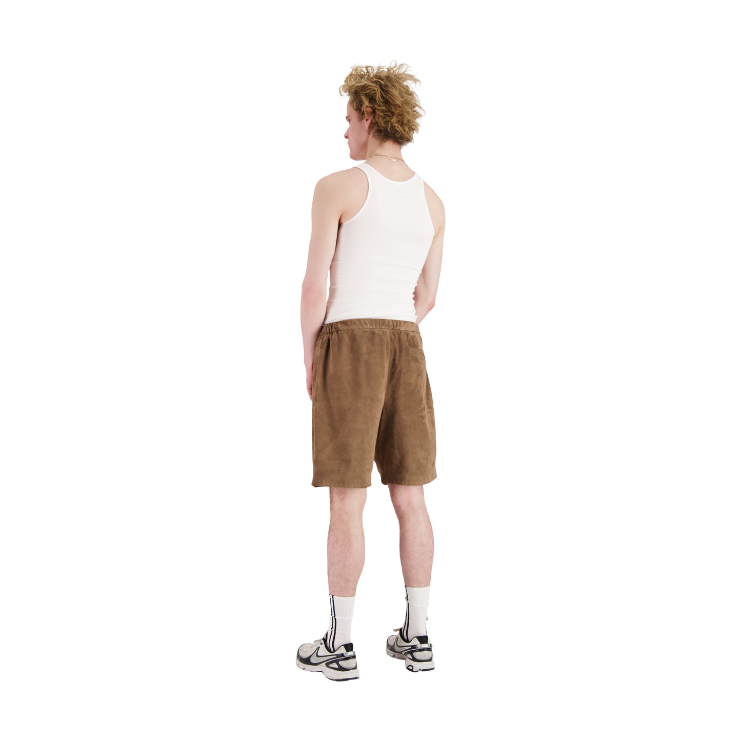 Ed Unlined Lamb Suede Drawstring Shorts Mink