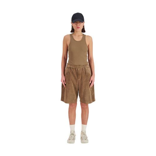 Ed Unlined Lamb Suede Drawstring Shorts Mink