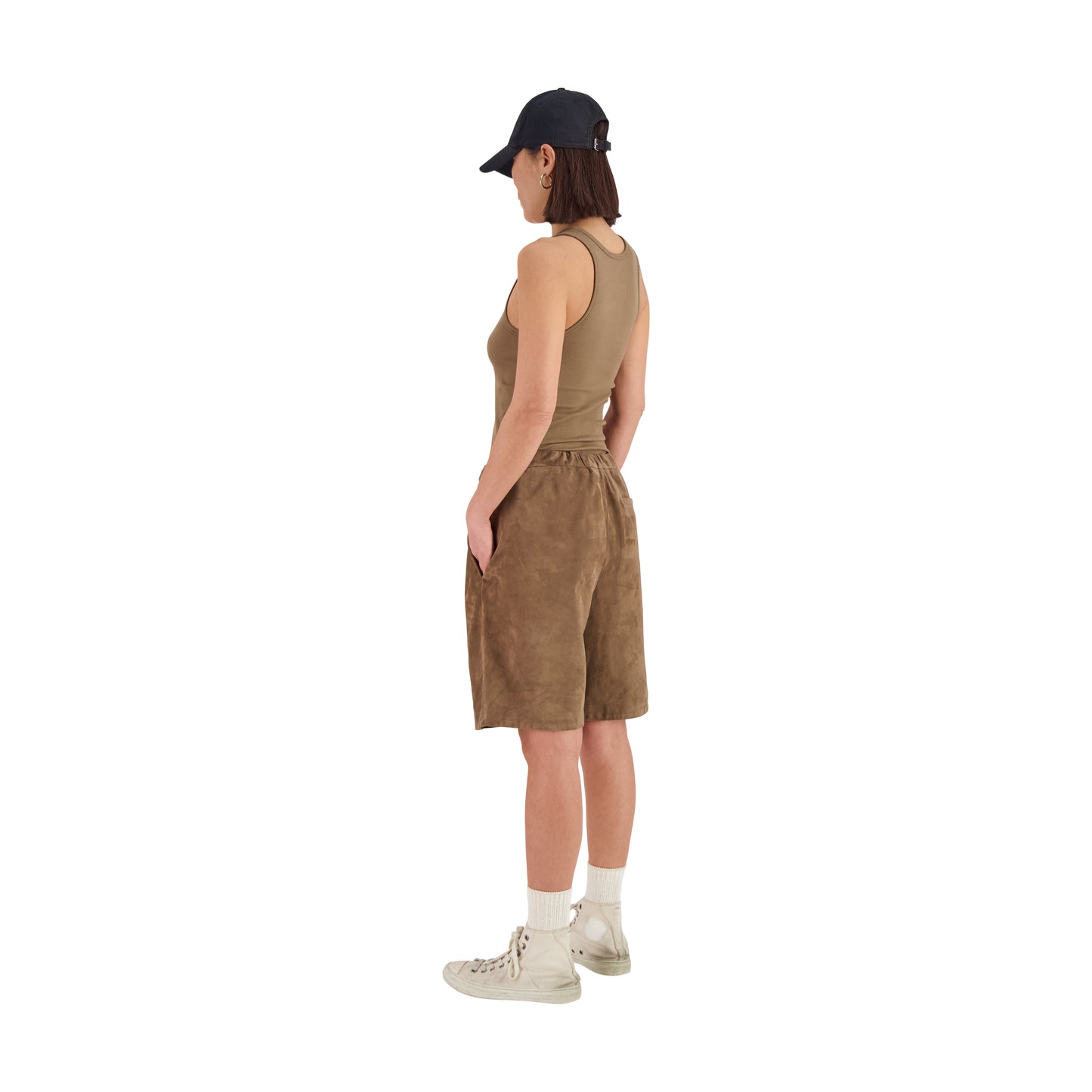 Ed Unlined Lamb Suede Drawstring Shorts Mink