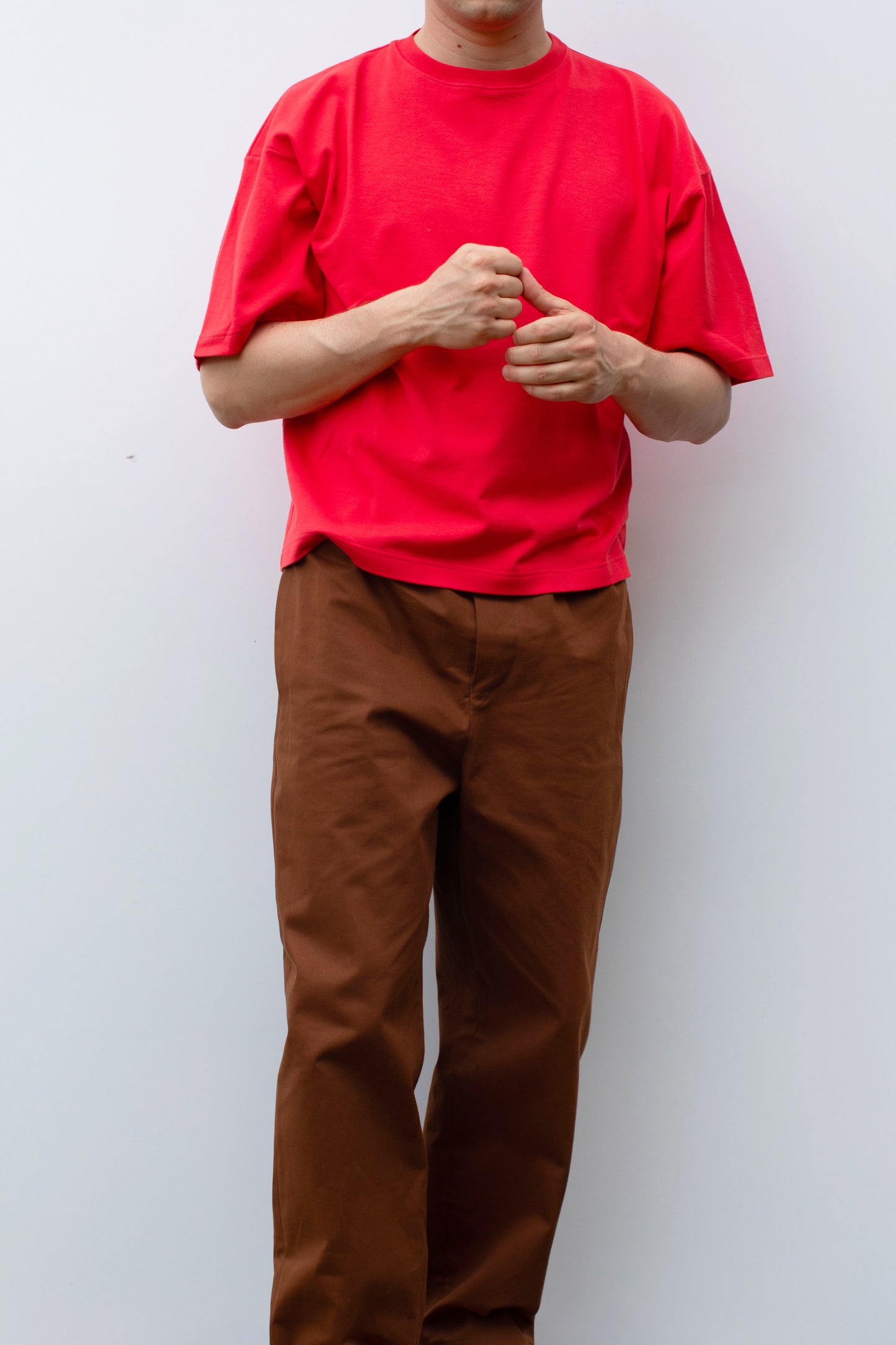 Ed Unlined Drawstring Trousers Rust Brown