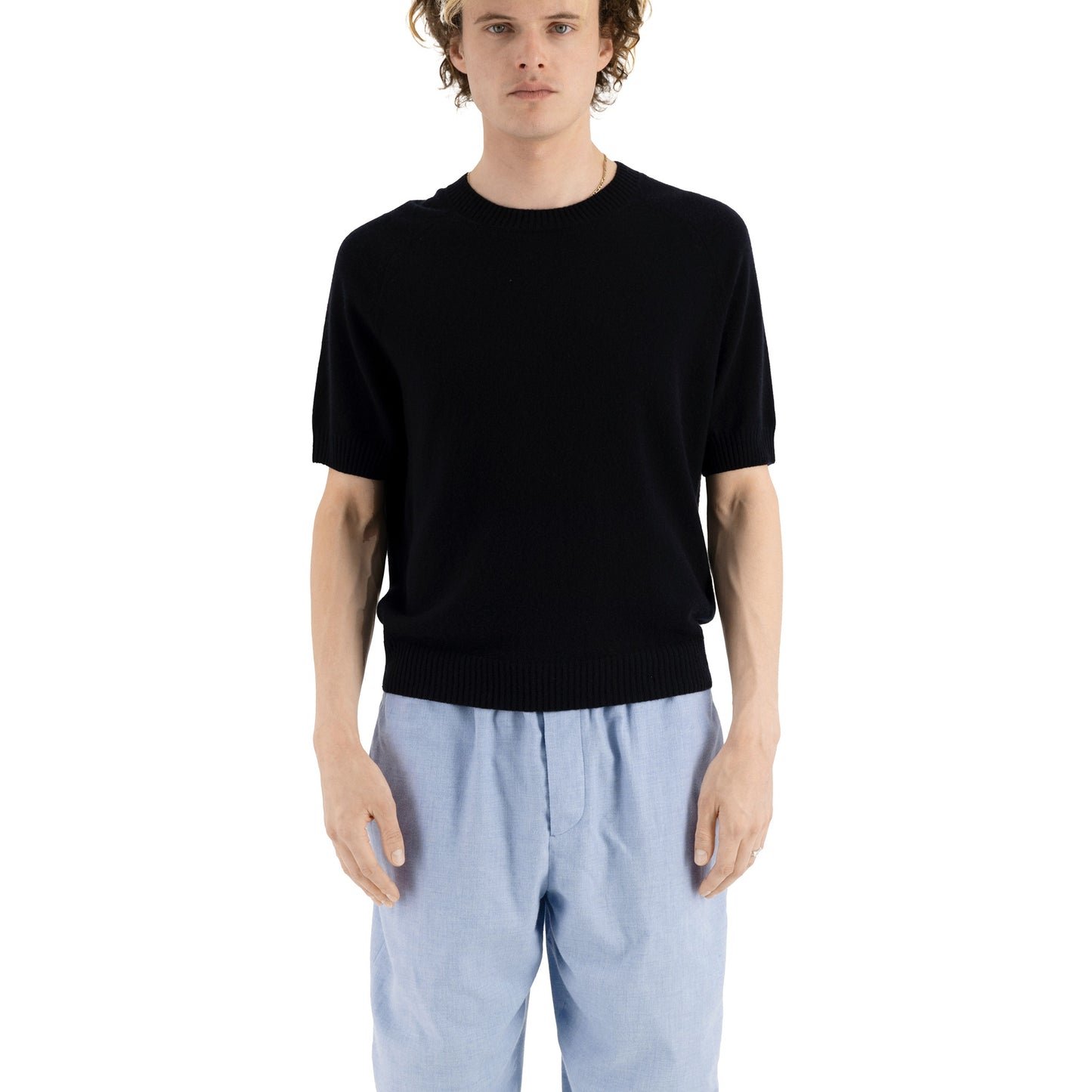 Jack Crew Neck Cashmere Short Sleeve Sweater Midnight Blue