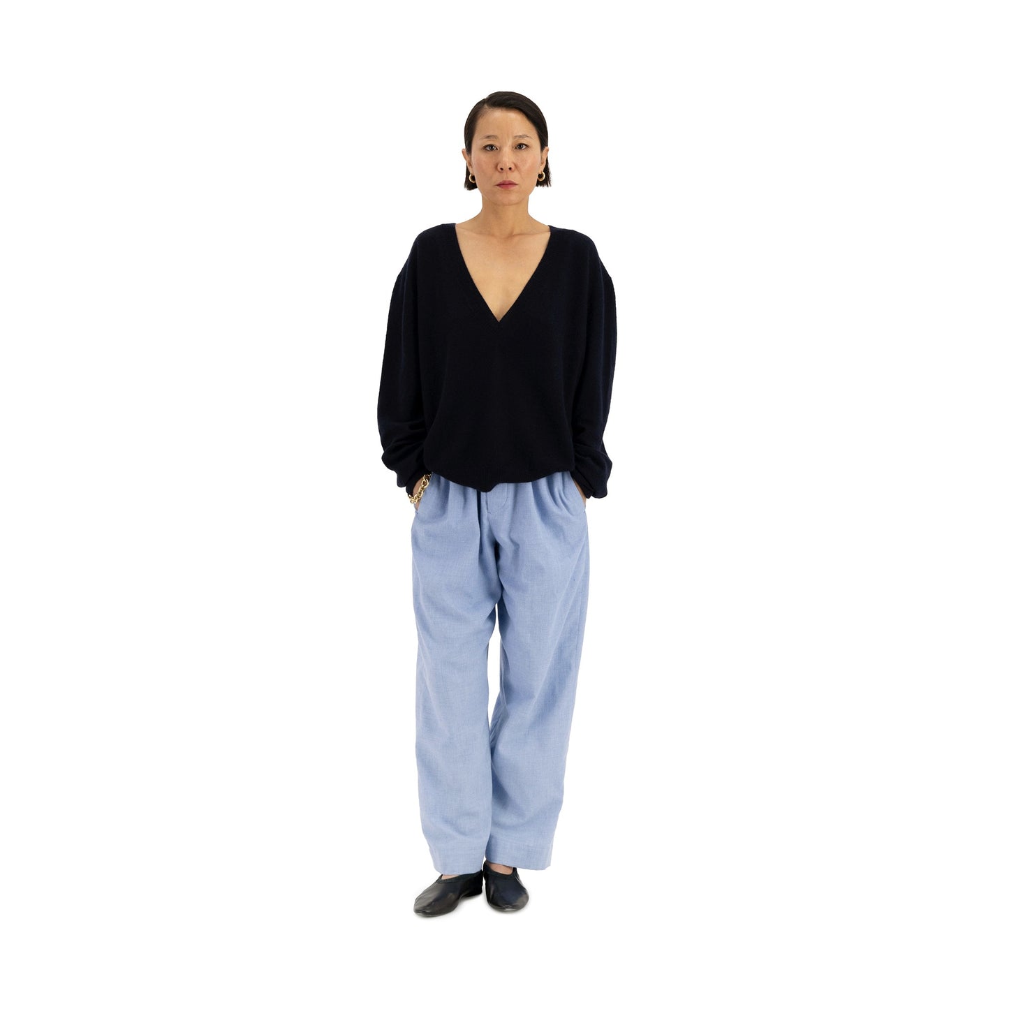 Joel Felted Cashmere V-Neck Midnight Blue