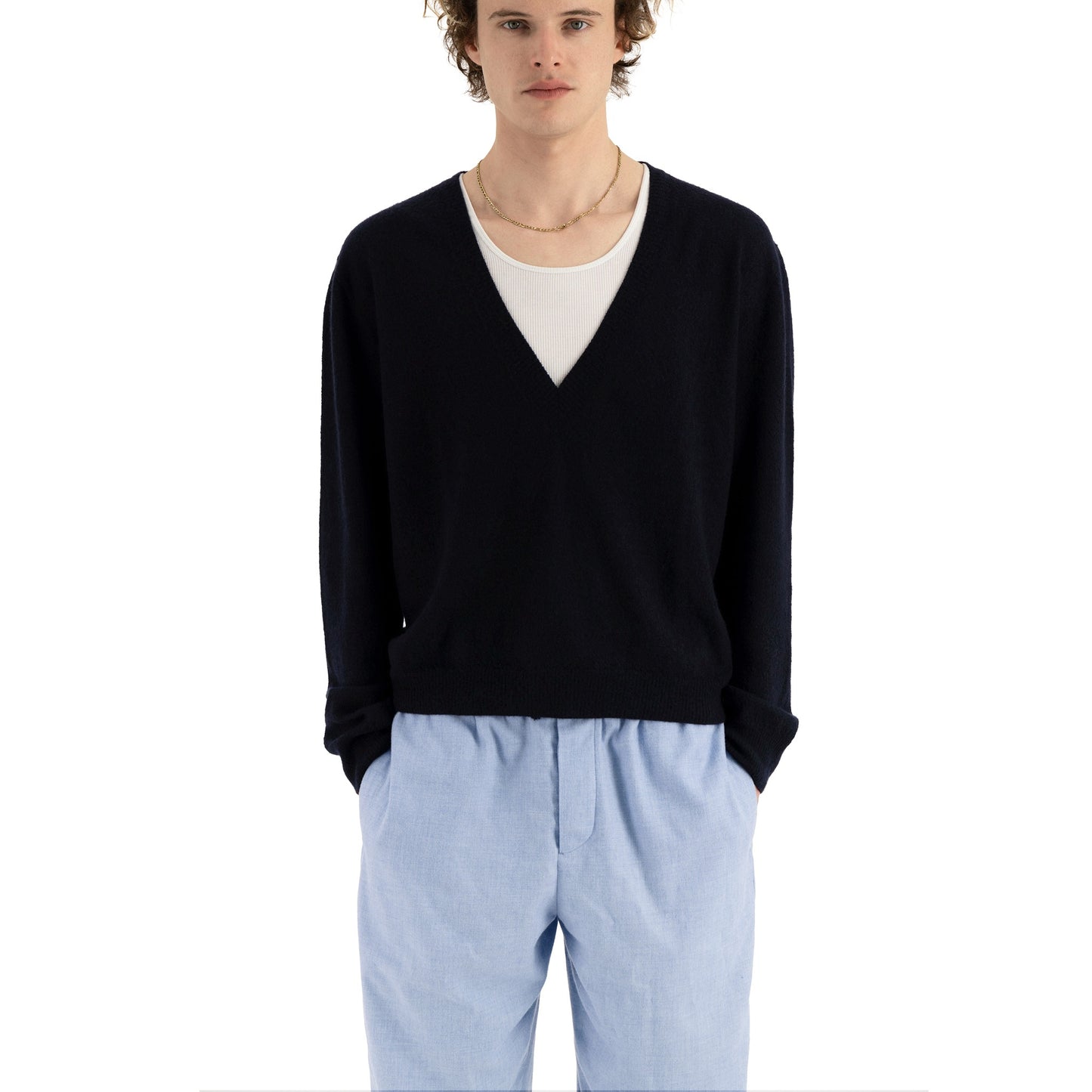 Joel Felted Cashmere V-Neck Midnight Blue