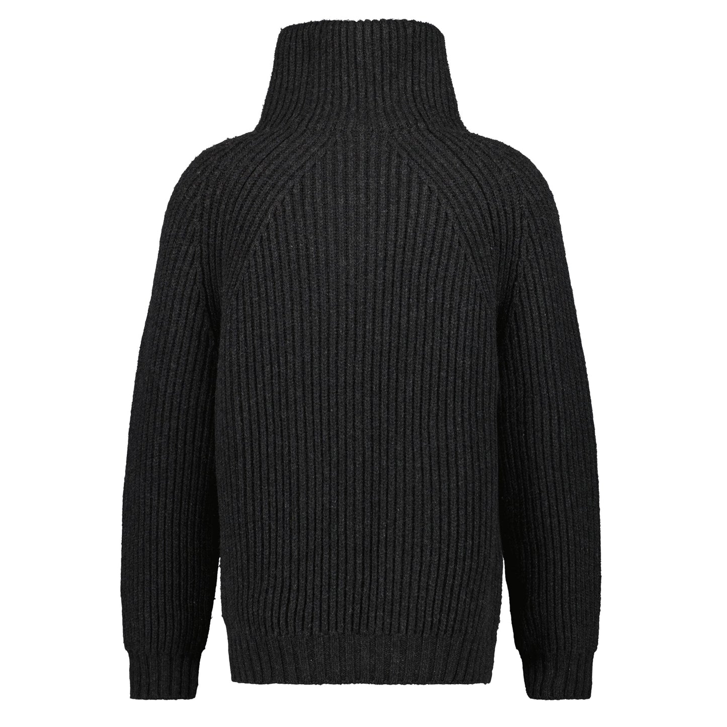 Michel Exaggerated Rib Cashmere Half Zip Dark Charcoal Melange