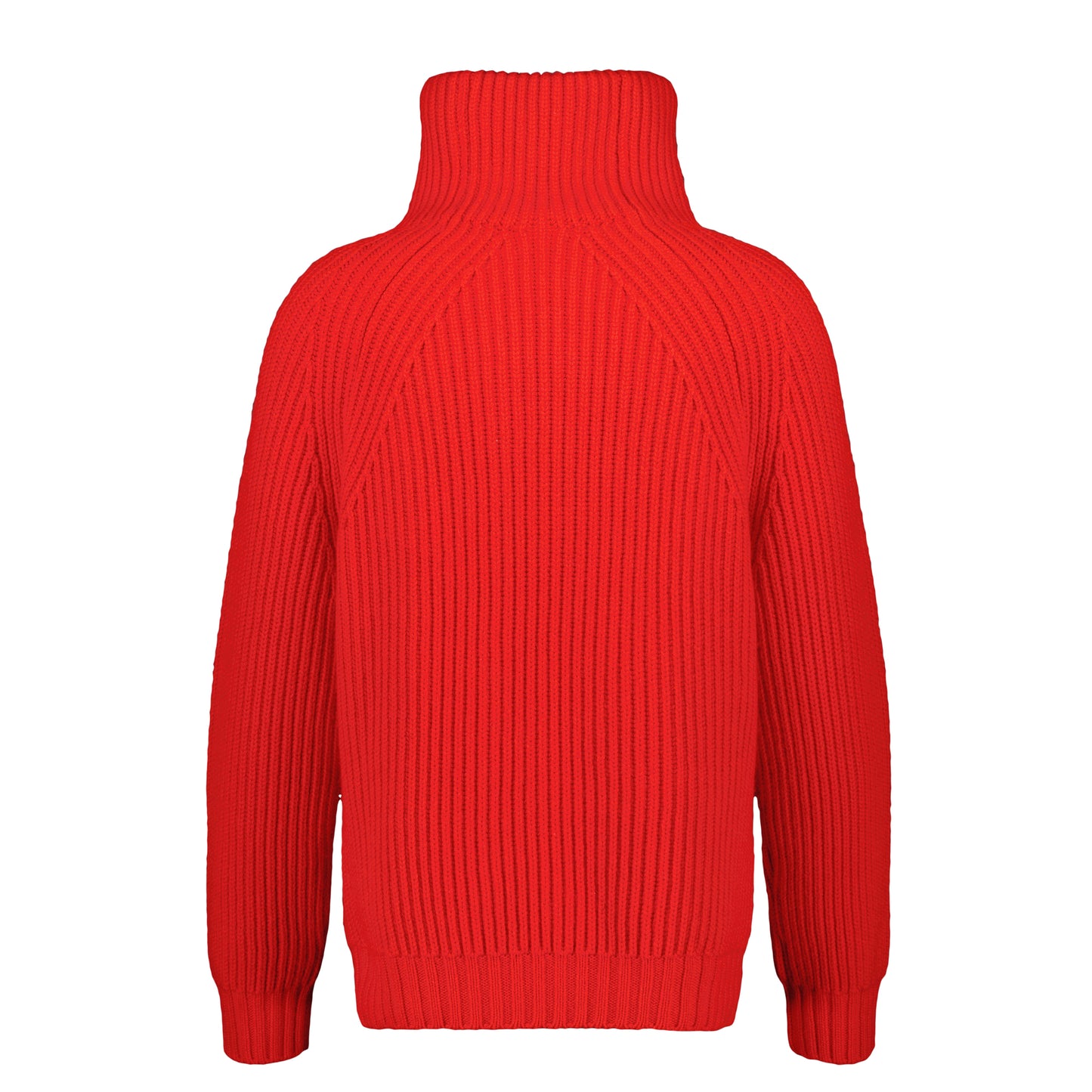 Michel Exaggerated Rib Cashmere Half Zip Poppy Red