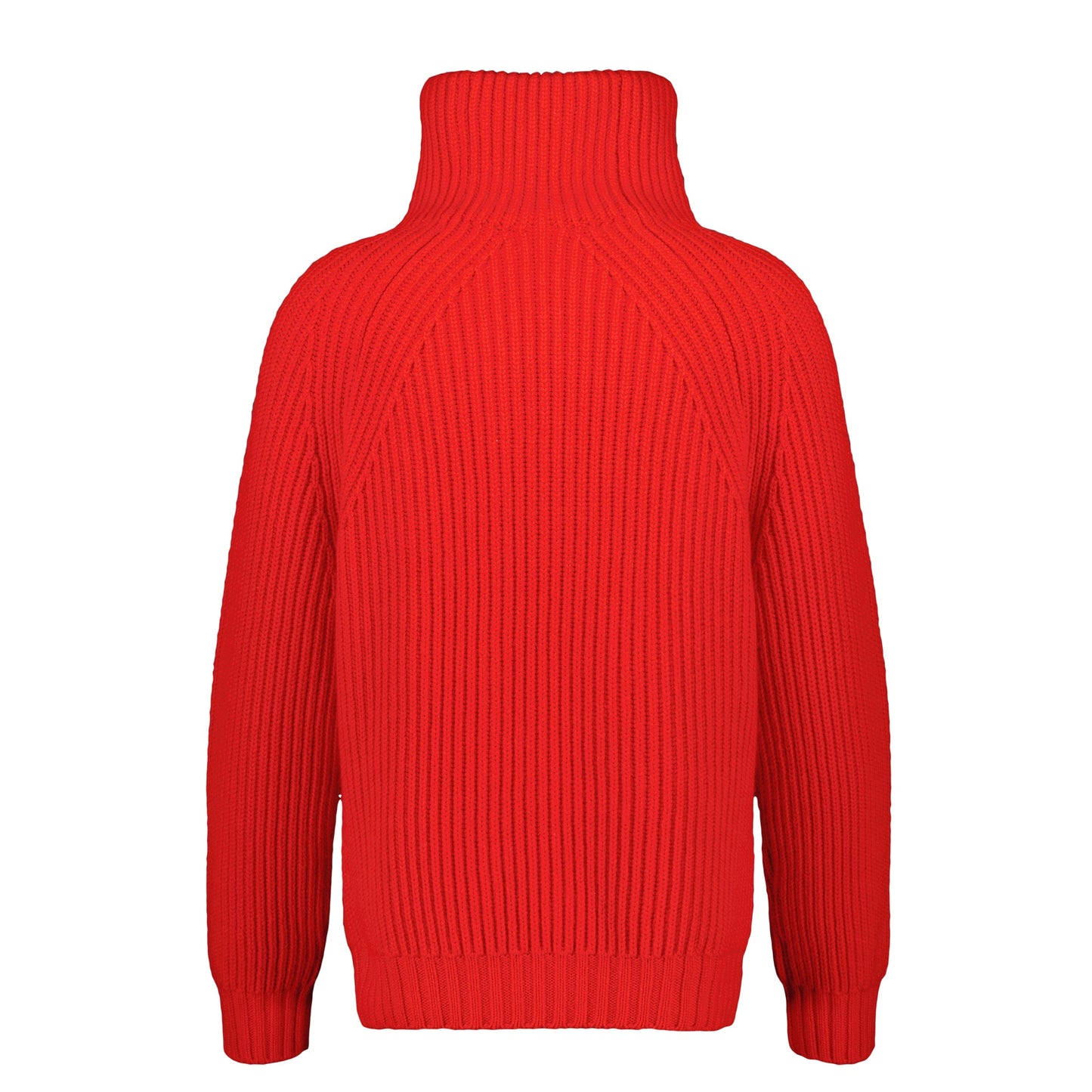 Michel Exaggerated Rib Cashmere Half Zip Poppy Red