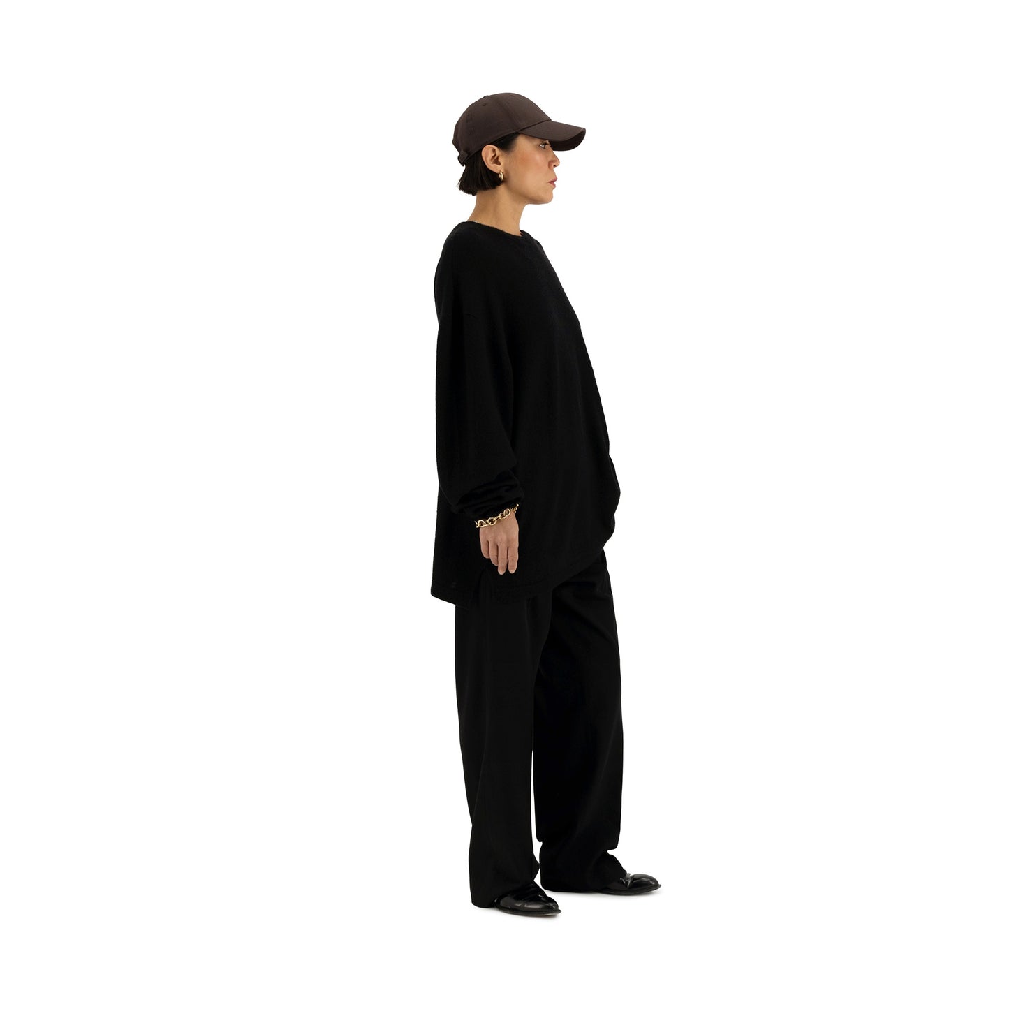 Robert Long Sleeve Felted Cashmere T Shirt Black
