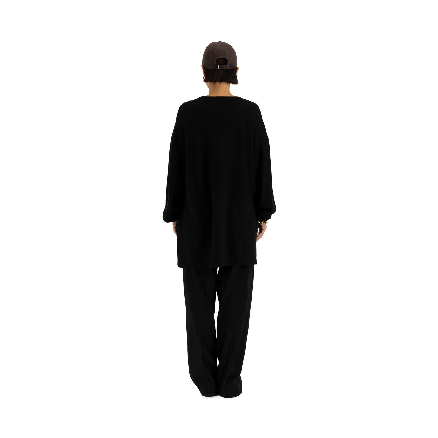 Robert Long Sleeve Felted Cashmere T Shirt Black
