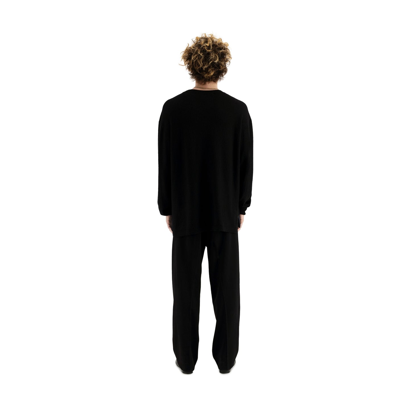 Robert Long Sleeve Felted Cashmere T Shirt Black