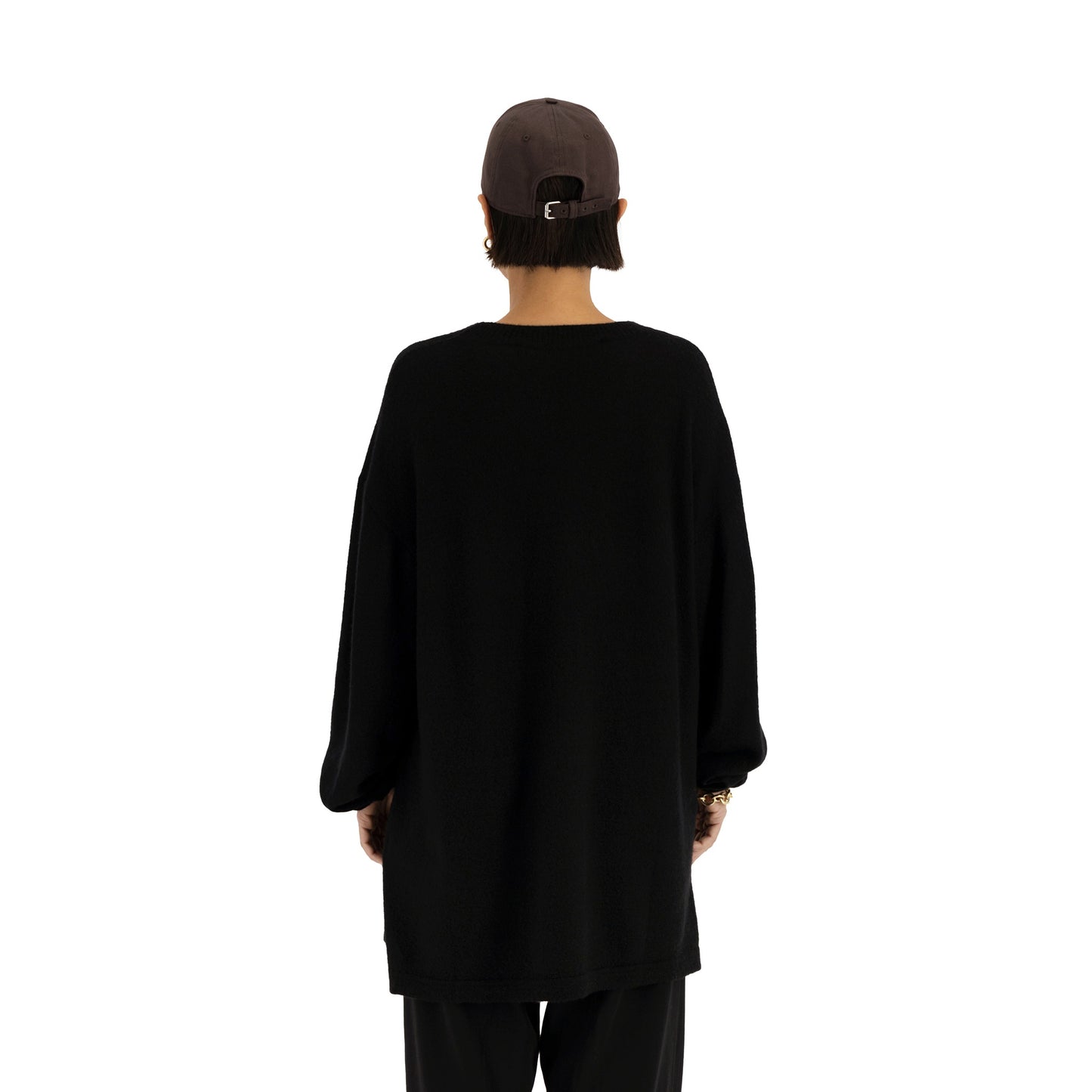 Robert Long Sleeve Felted Cashmere T Shirt Black
