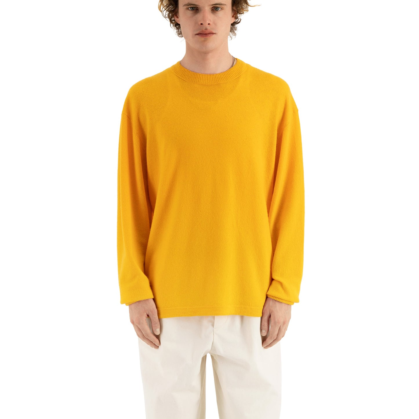 Robert Long Sleeve Felted Cashmere T Shirt Sun Orange