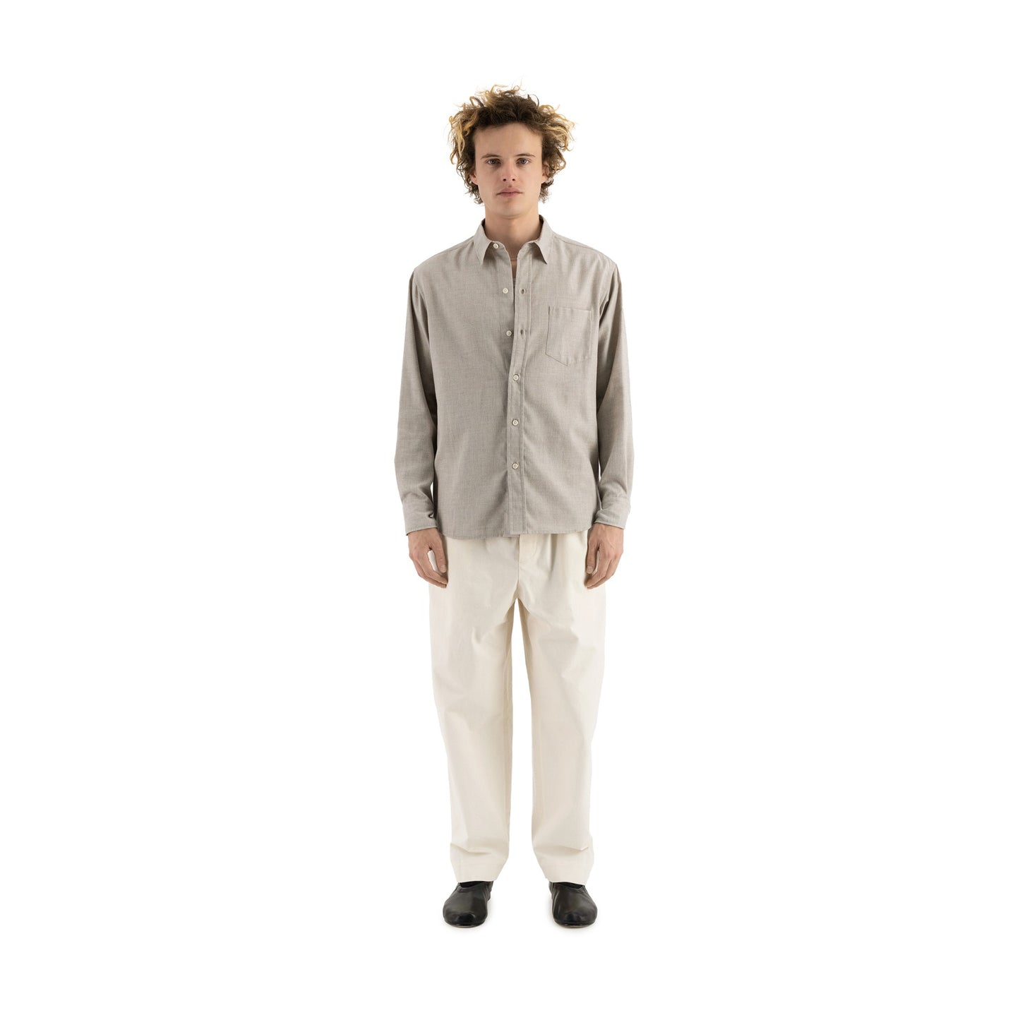 Pablo Unlined Cotton Cashmere Shirt Taupe Grey