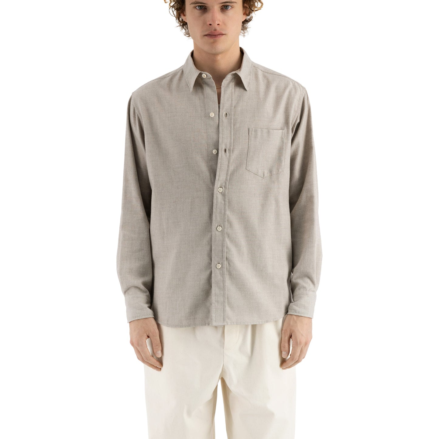 Pablo Unlined Cotton Cashmere Shirt Taupe Grey