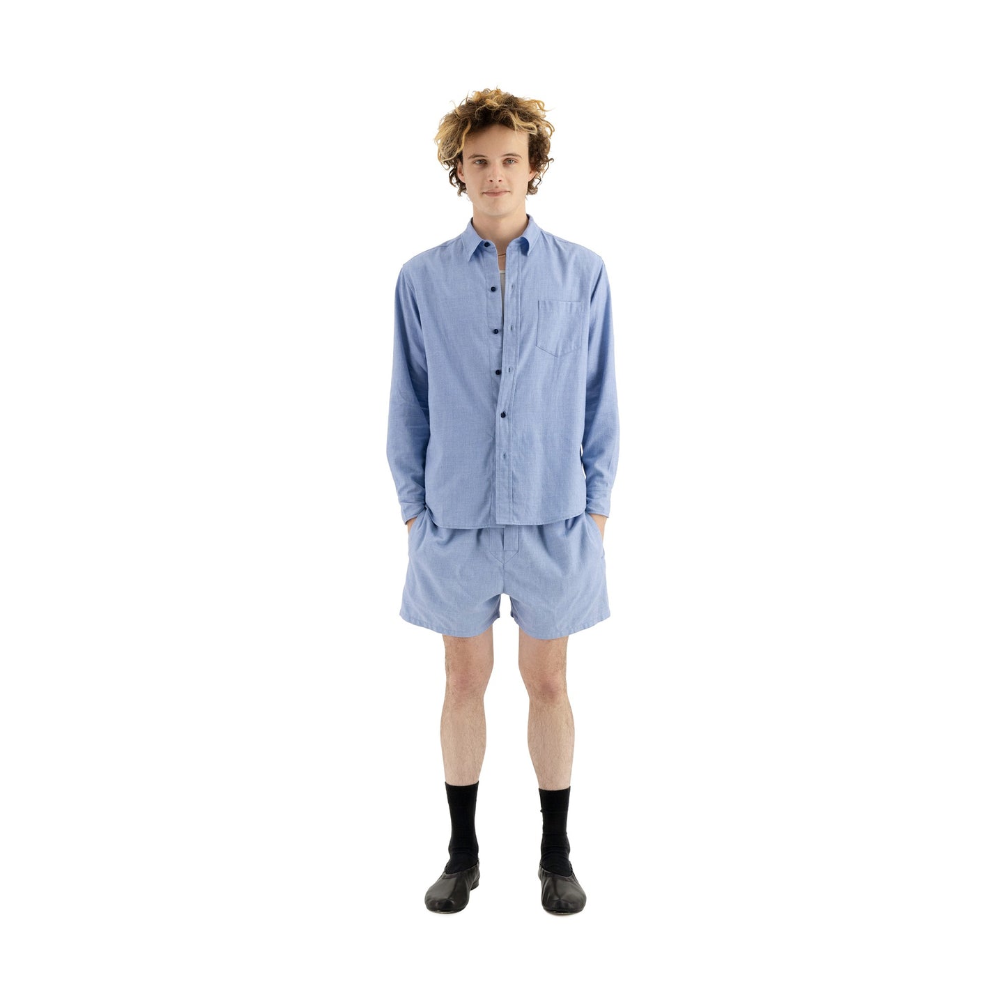 Pablo Unlined Cotton Cashmere Shirt Chambray Blue