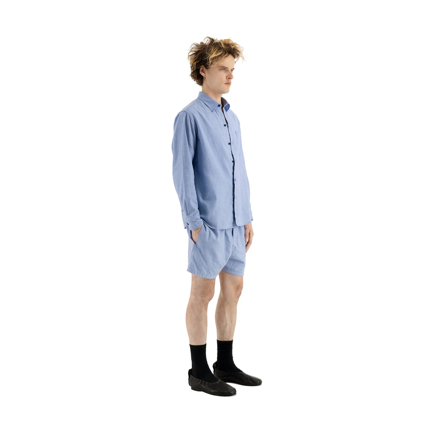Pablo Unlined Cotton Cashmere Shirt Chambray Blue