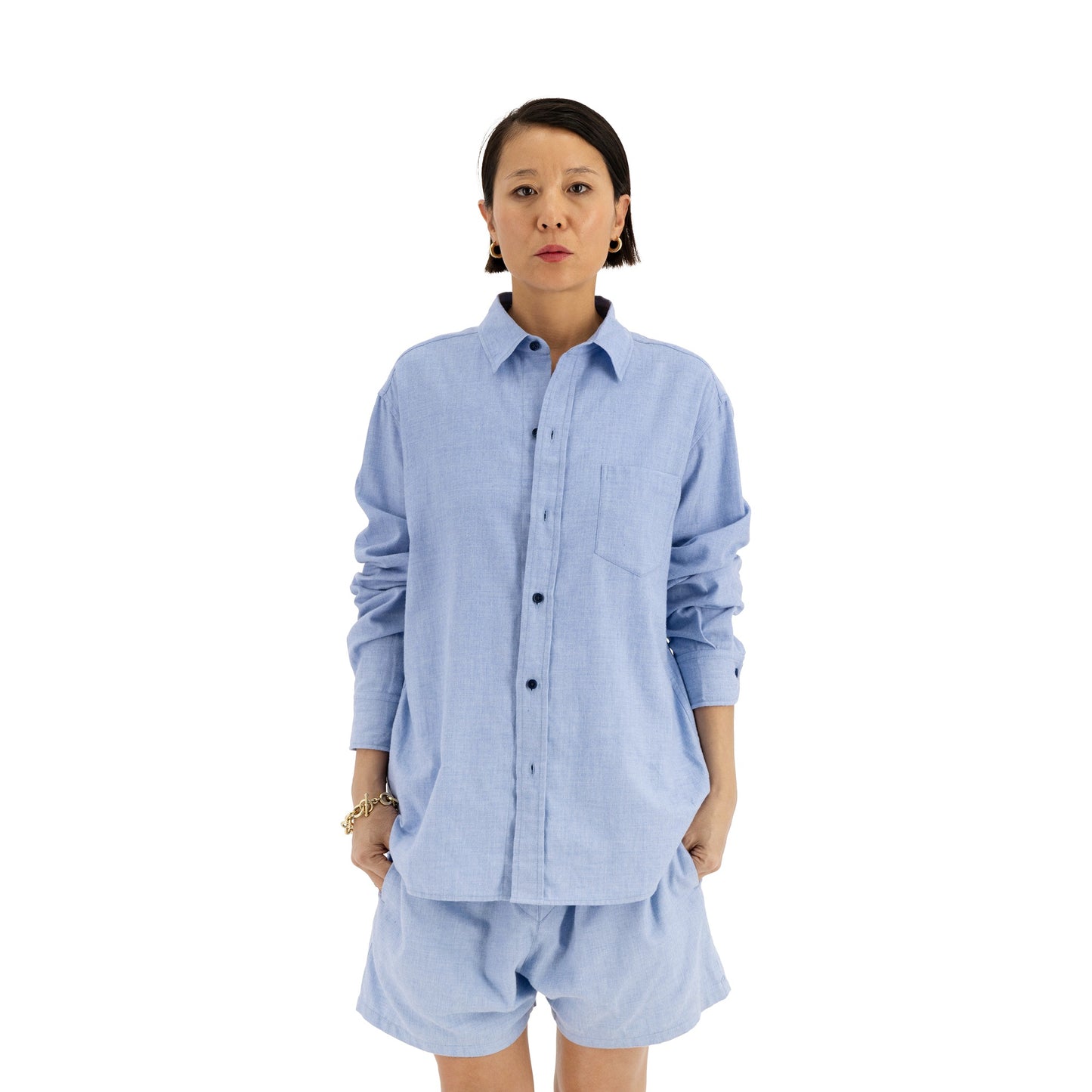 Pablo Unlined Cotton Cashmere Shirt Chambray Blue