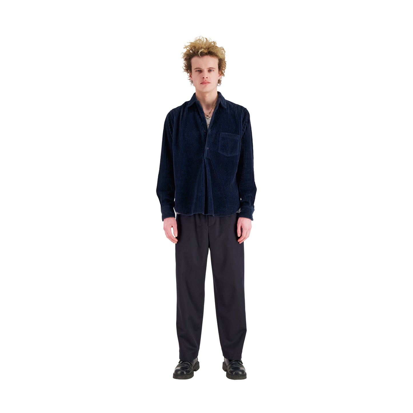 Lee Unlined Exaggerated Cotton Corduroy Frock Shirt Midnight Blue