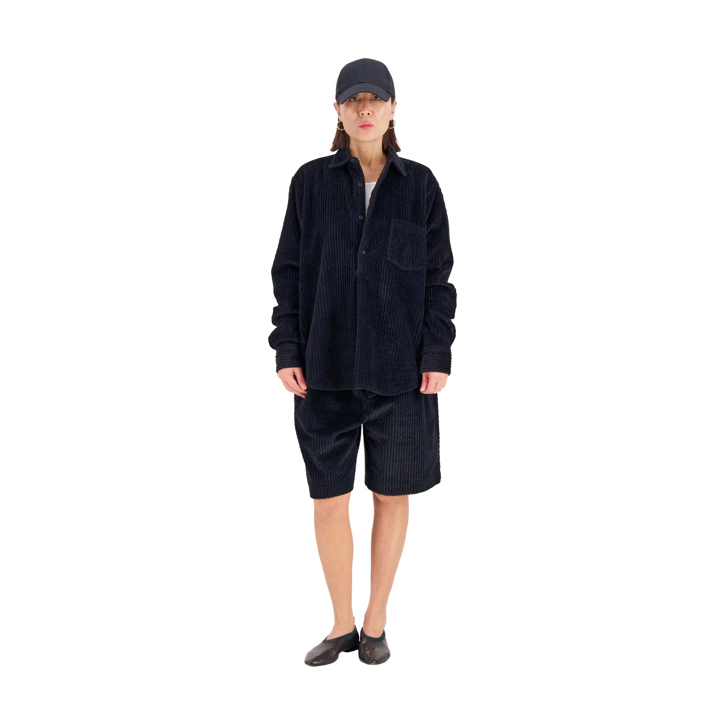 Lee Unlined Exaggerated Cotton Corduroy Frock Shirt Black