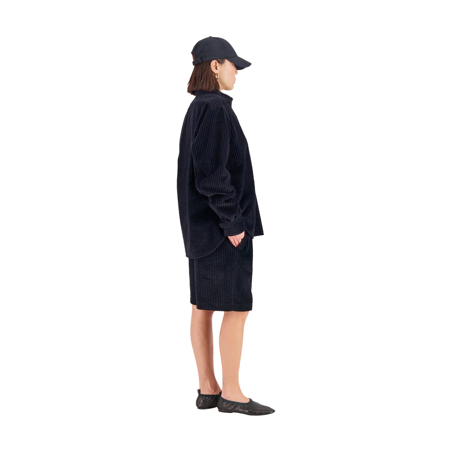 Lee Unlined Exaggerated Cotton Corduroy Frock Shirt Black