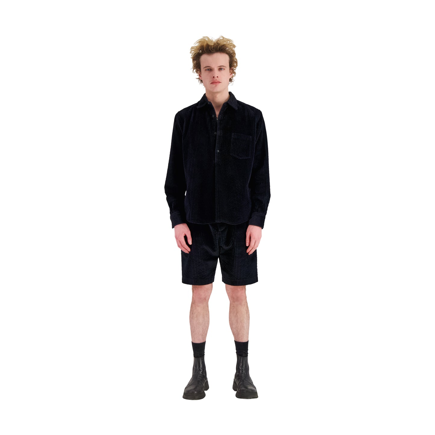 Lee Unlined Exaggerated Cotton Corduroy Frock Shirt Black