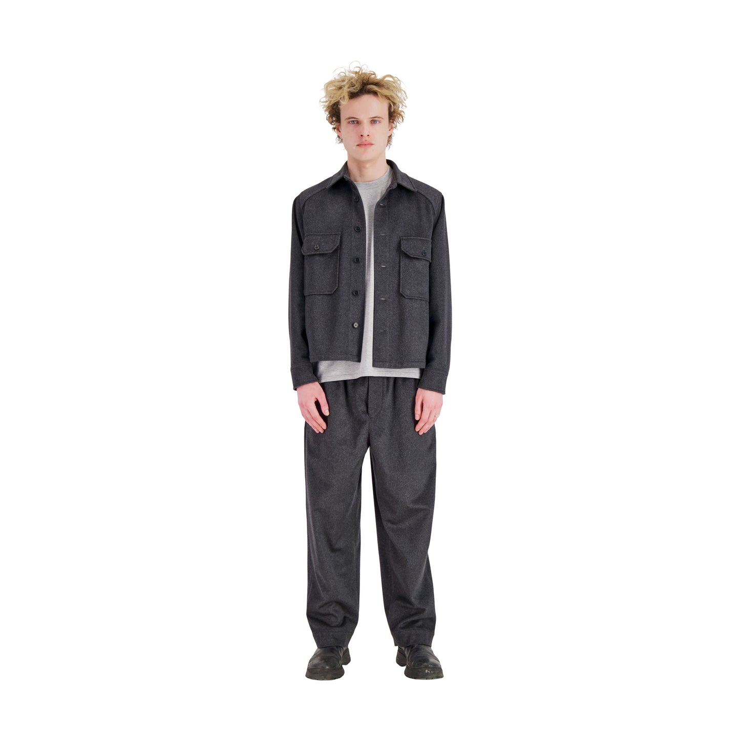 Juergen Cashmere Unlined Overshirt Dark Charcoal Melange