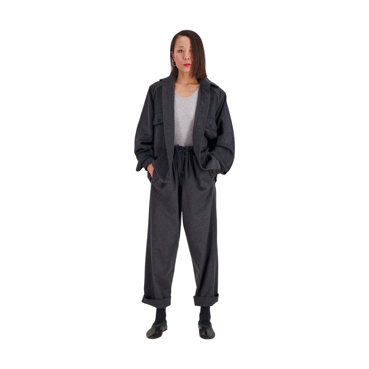 Juergen Cashmere Unlined Overshirt Dark Charcoal Melange