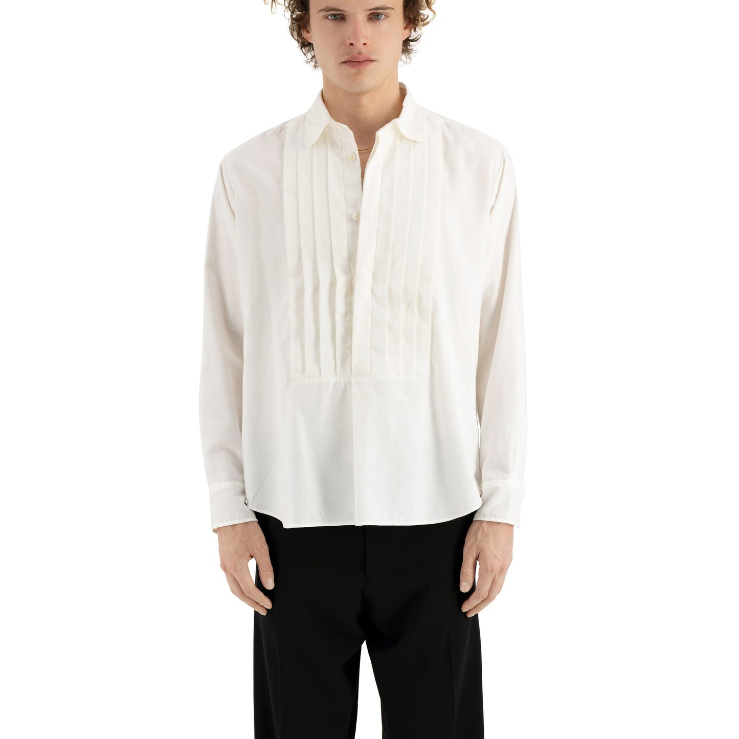Lee Unlined Tuxedo Cotton Cashmere Shirt White