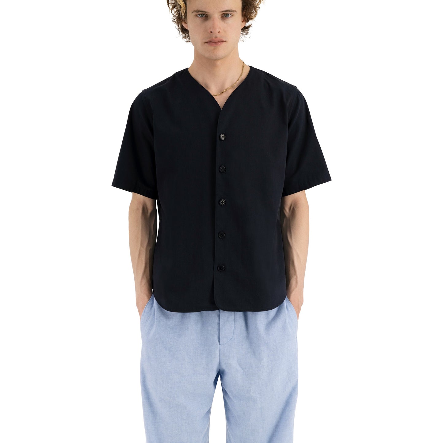 Mike Short Sleeve Baseball Shirt Midnight Blue
