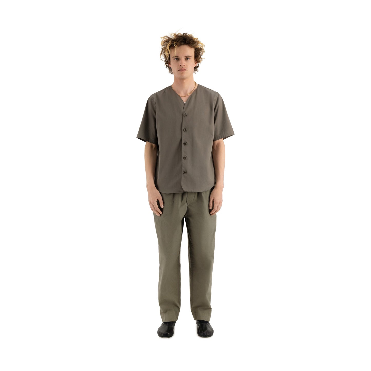 Mike Short Sleeve Cotton Baseball Shirt Weimaraner Grey