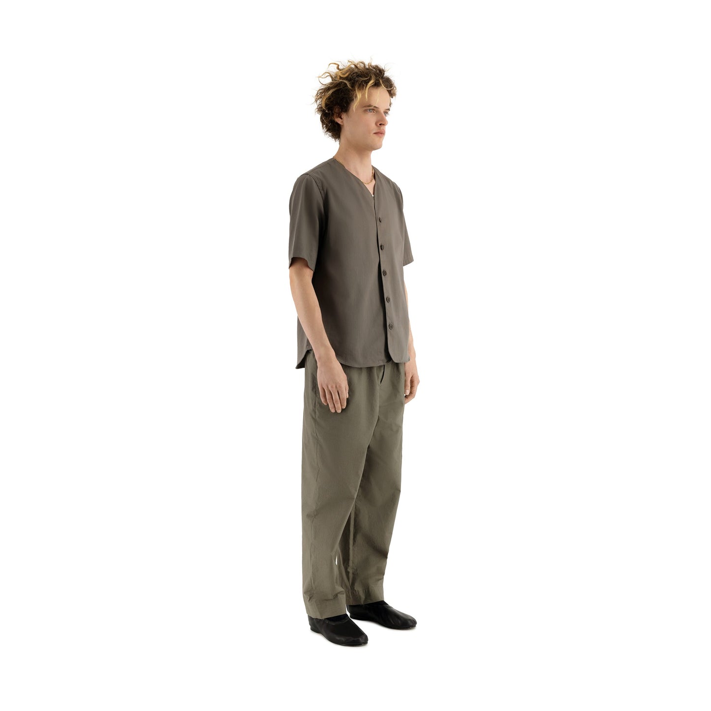 Mike Short Sleeve Cotton Baseball Shirt Weimaraner Grey