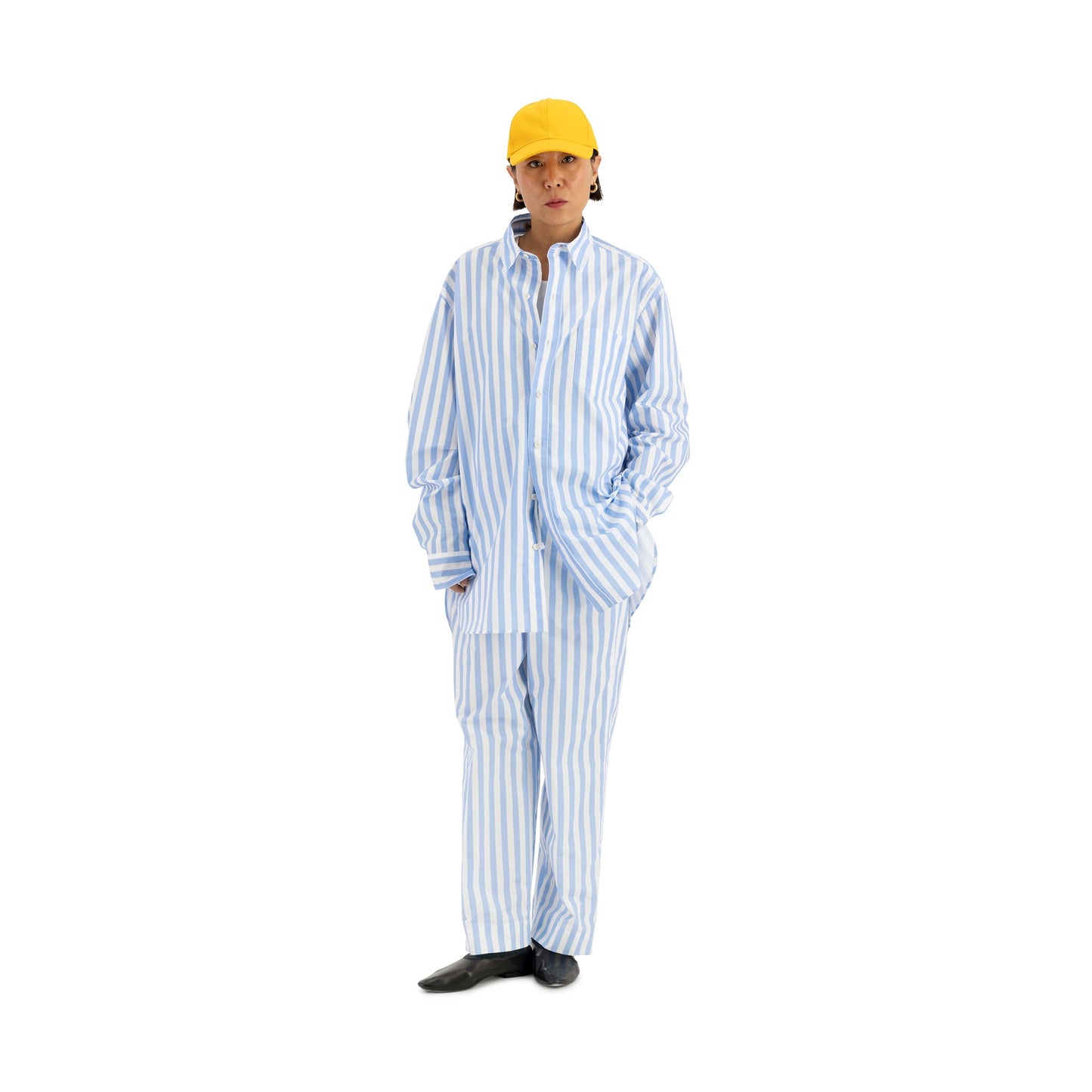 Pablo Exaggerated Unlined Shirt Light Blue Stripe