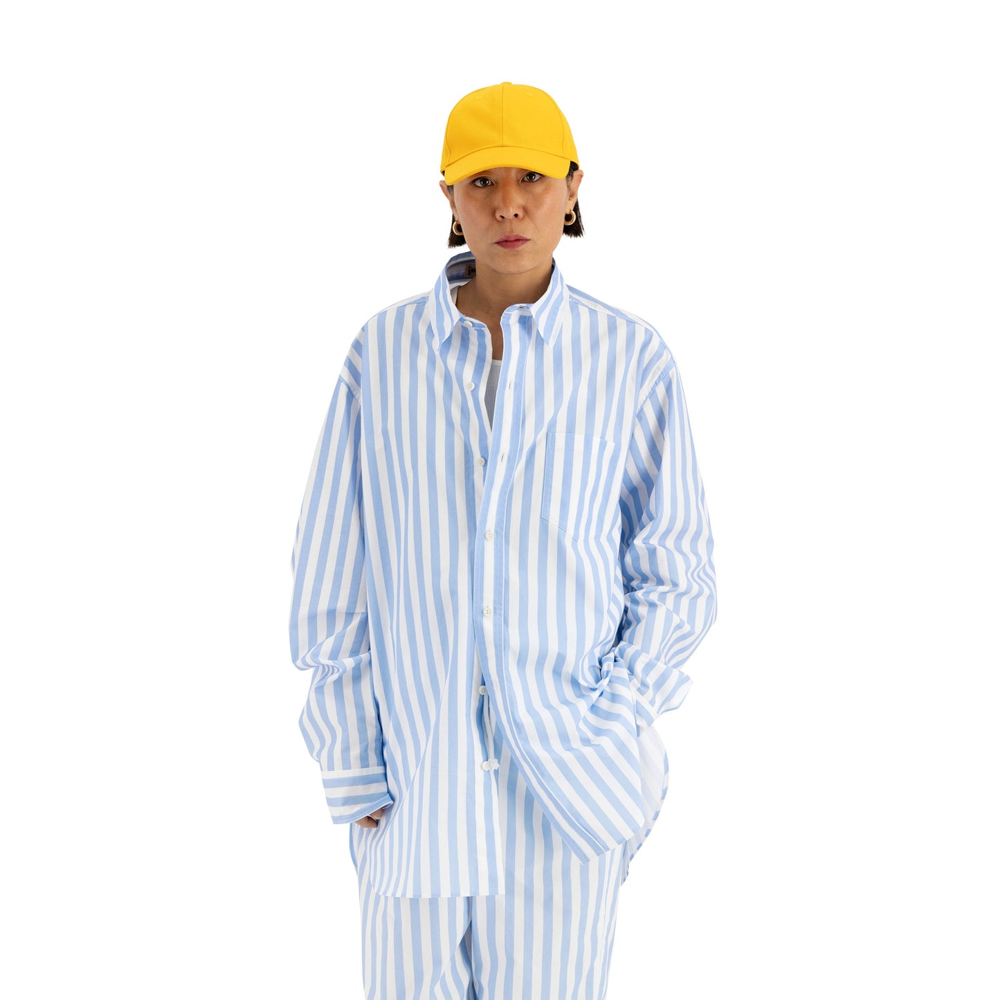Pablo Exaggerated Unlined Shirt Light Blue Stripe