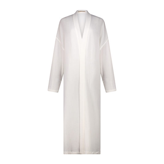 Lorna Unlined Long Crinkled Double Gauze Cotton Kimono