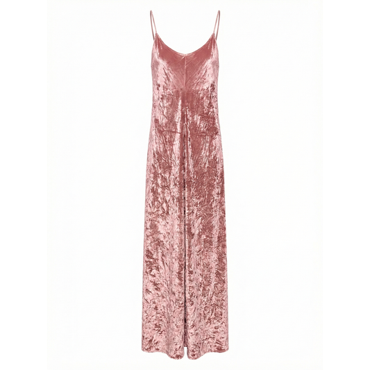 Alma Long Crushed Velvet Slip Dress