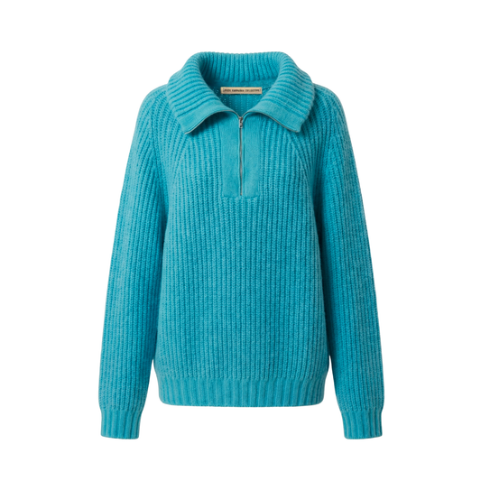 Michel Exaggerated Rib Casmhere Half Zip
