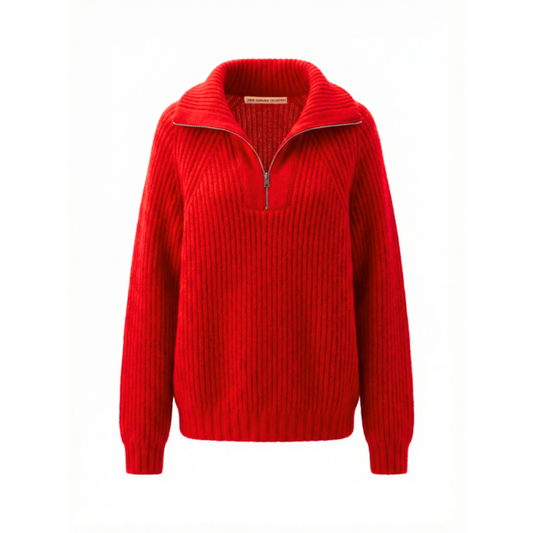 Michel Exaggerated Rib Cashmere Half Zip