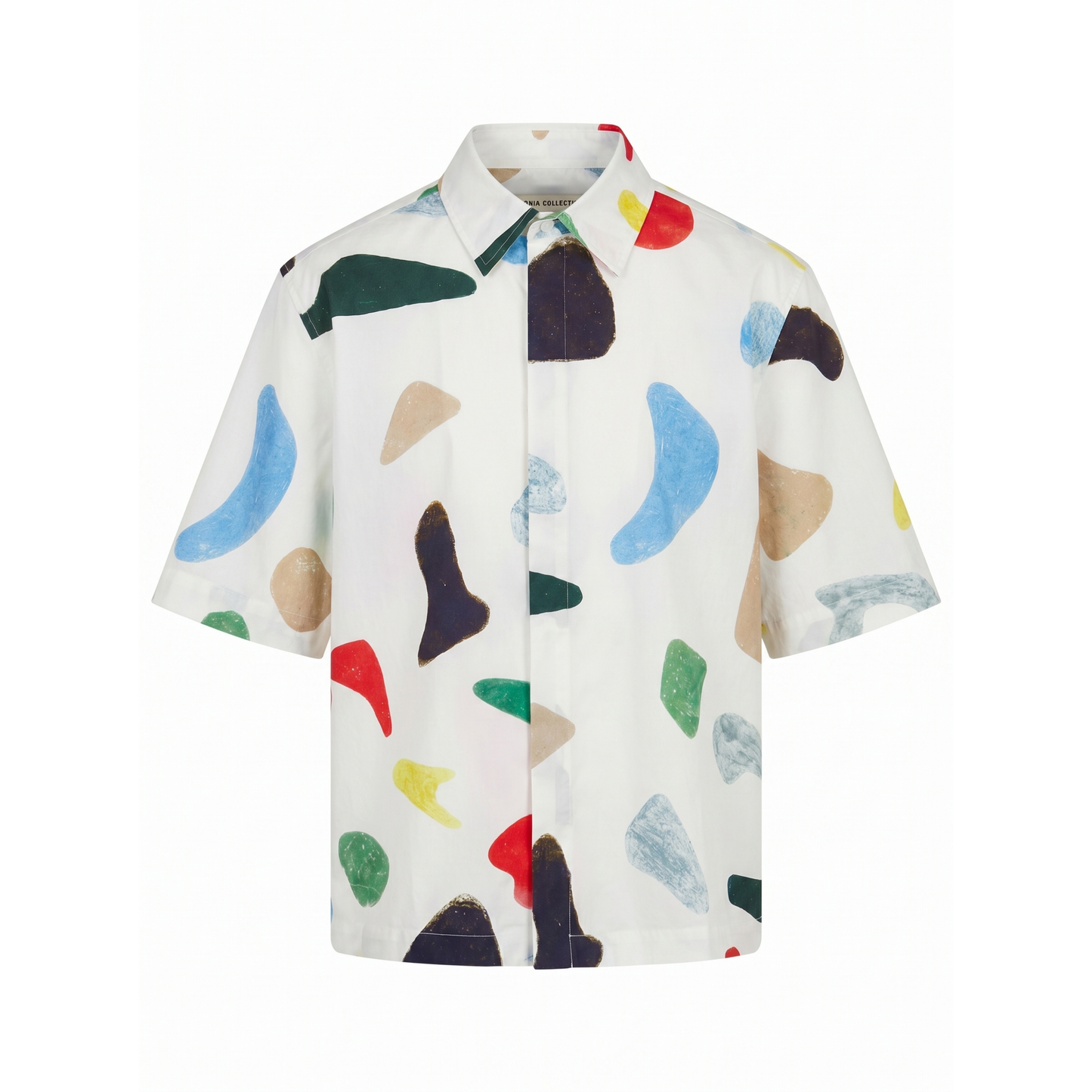 Intarsia Short Sleeve Cotton Boxy Shirt
