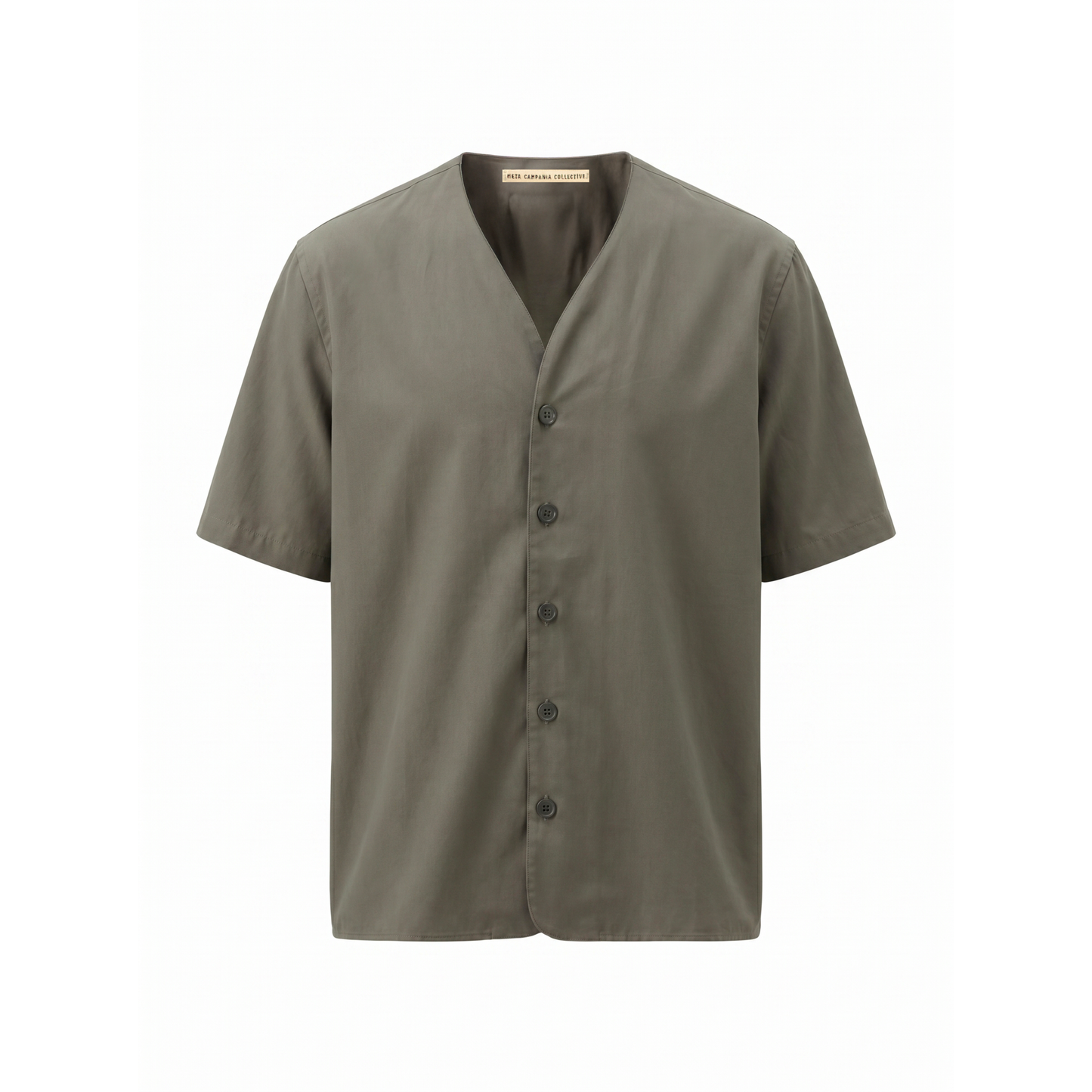 Mason Collarless Short Sleeve Cotton Shirt