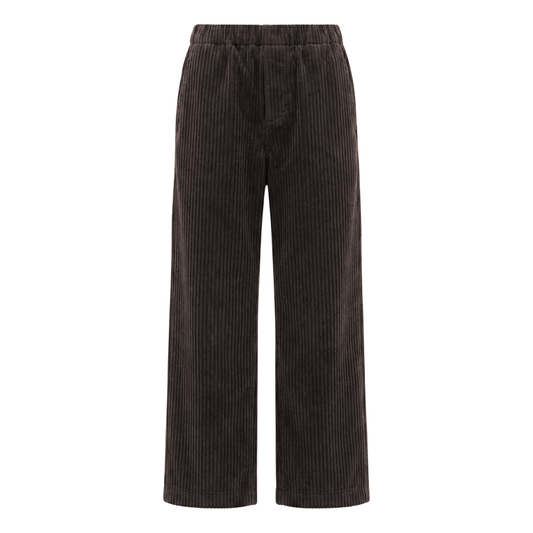 Ed Unlined Exaggerated Cotton Corduroy Drawstring Trousers in Dark Chocolate Brown