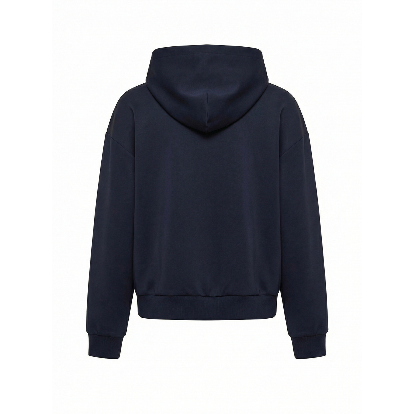 Claude Zip Up Scuba Jersey Hoodie in Midnight Blue