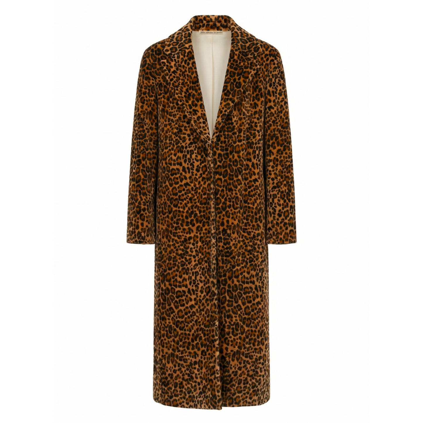 Hugo Single Breast Leopard Velvet Silk Long Coat