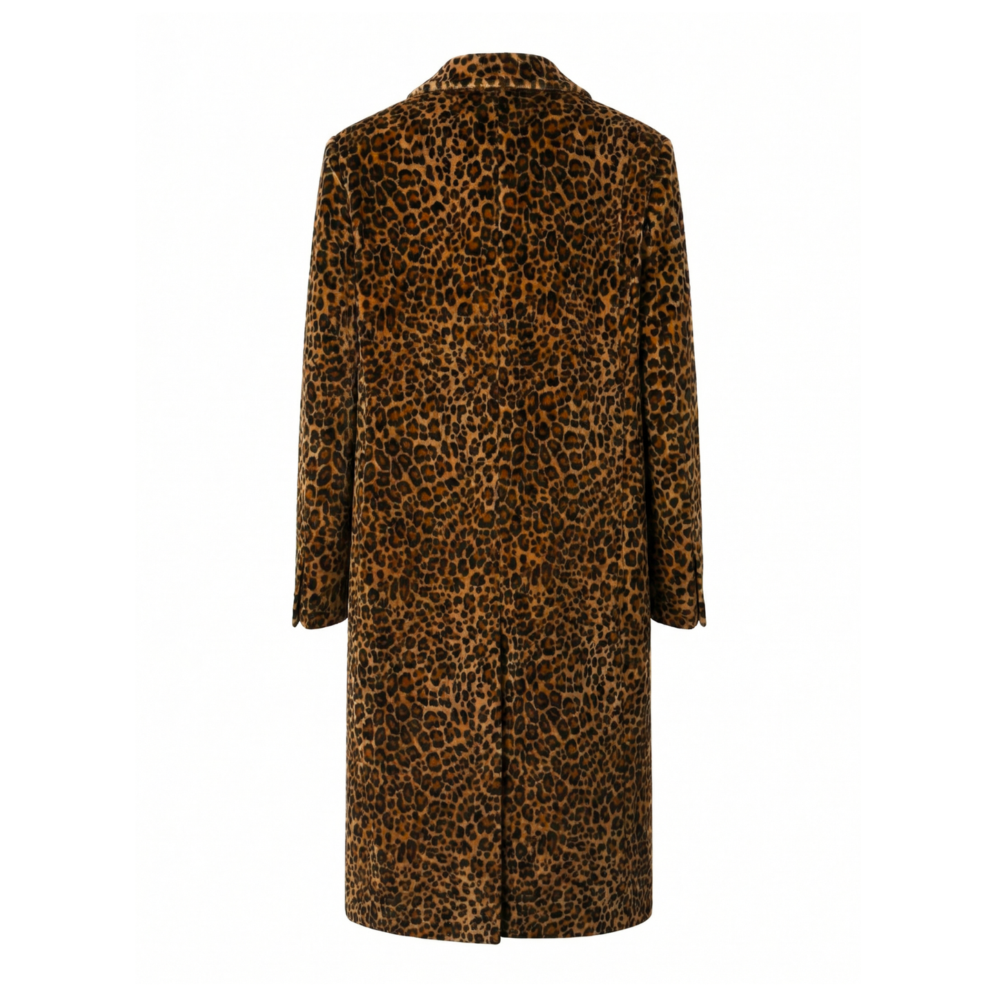 Hugo Single Breast Leopard Velvet Silk Long Coat