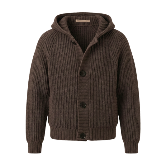 Michel Exaggerated Rib Cashmere Hooded Cardigan