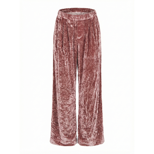 Trace Pleated Crushed Velvet Drawstring Trousers